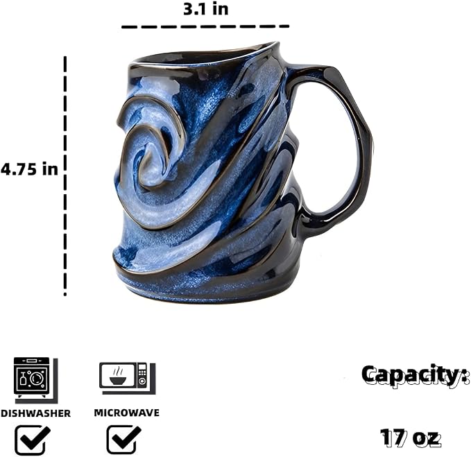 Embossed Face Shape Ceramic Coffee Mug – Large-Capacity Handmade Tea Cup