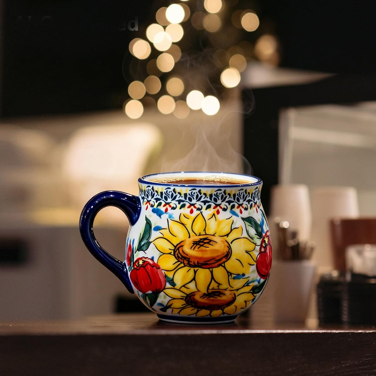 Hand-Painted Sunflower Ceramic Coffee Mug – Charming Floral Coffee Cup for Home & Office