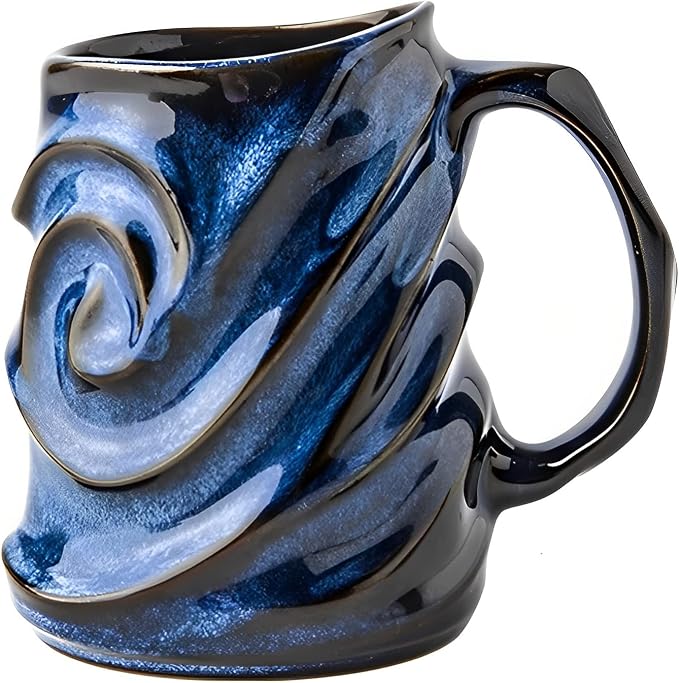 Embossed Face Shape Ceramic Coffee Mug – Large-Capacity Handmade Tea Cup