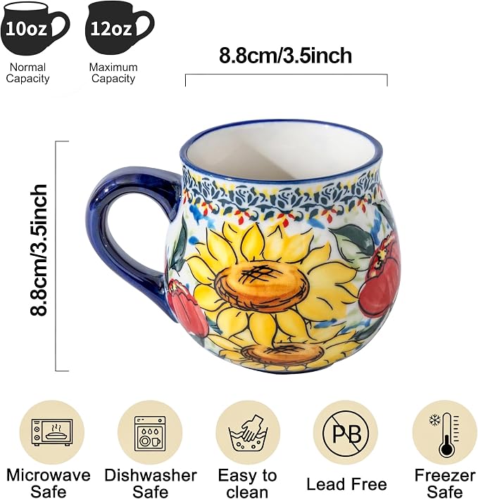 Hand-Painted Sunflower Ceramic Coffee Mug – Charming Floral Coffee Cup for Home & Office
