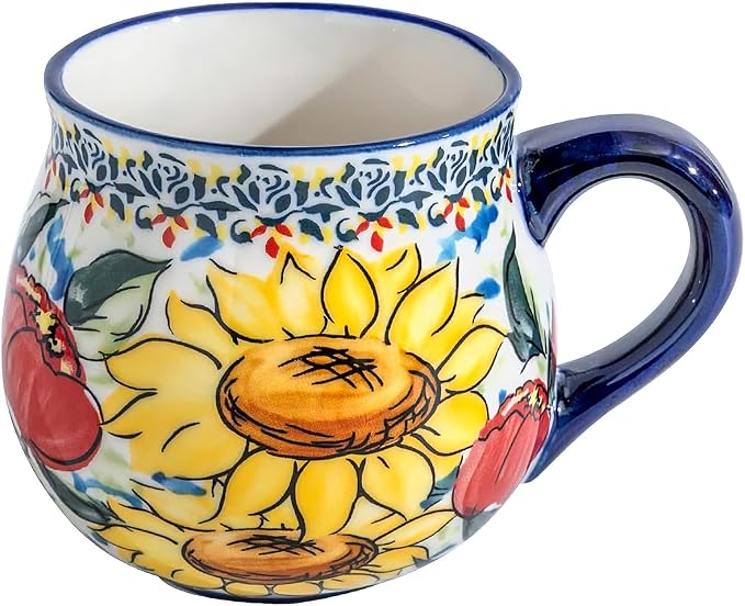 Hand-Painted Sunflower Ceramic Coffee Mug – Charming Floral Coffee Cup for Home & Office