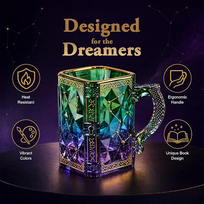 Scorpio Zodiac Glass Mug – 8 oz Celestial Constellation Cup with Dragon Scale Handle