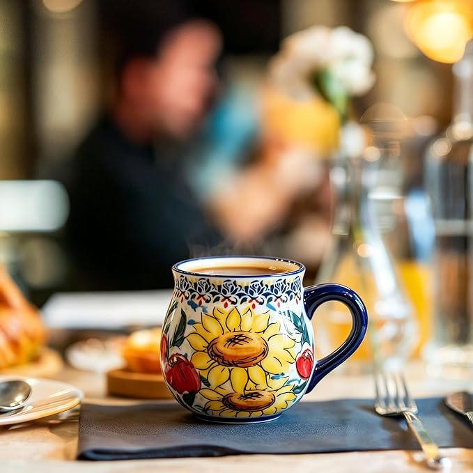 Hand-Painted Sunflower Ceramic Coffee Mug – Charming Floral Coffee Cup for Home & Office