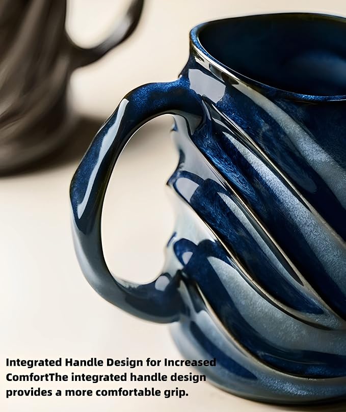 Embossed Face Shape Ceramic Coffee Mug – Large-Capacity Handmade Tea Cup