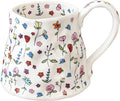 Cute Pink Floral Ceramic Coffee Mug – Large Handmade-Style Handle, Oversized Tea Cup
