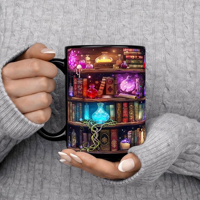 Magic Book Ceramic Mug – 15 oz Fantasy Reading Coffee Cup for Book Lovers, Writers & Librarians