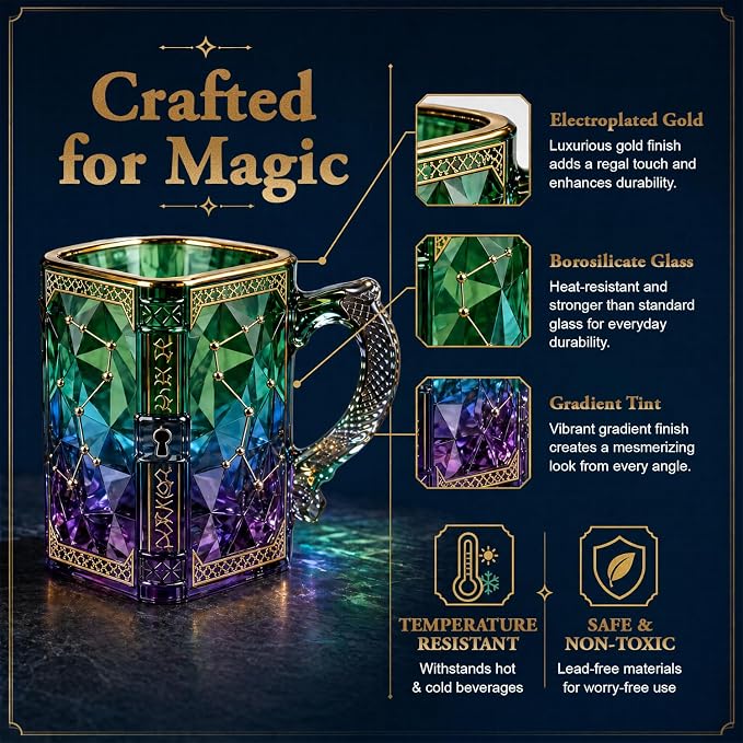 Scorpio Zodiac Glass Mug – 8 oz Celestial Constellation Cup with Dragon Scale Handle