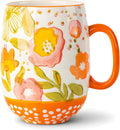 Large Hand-Painted Floral Ceramic Coffee Mug
