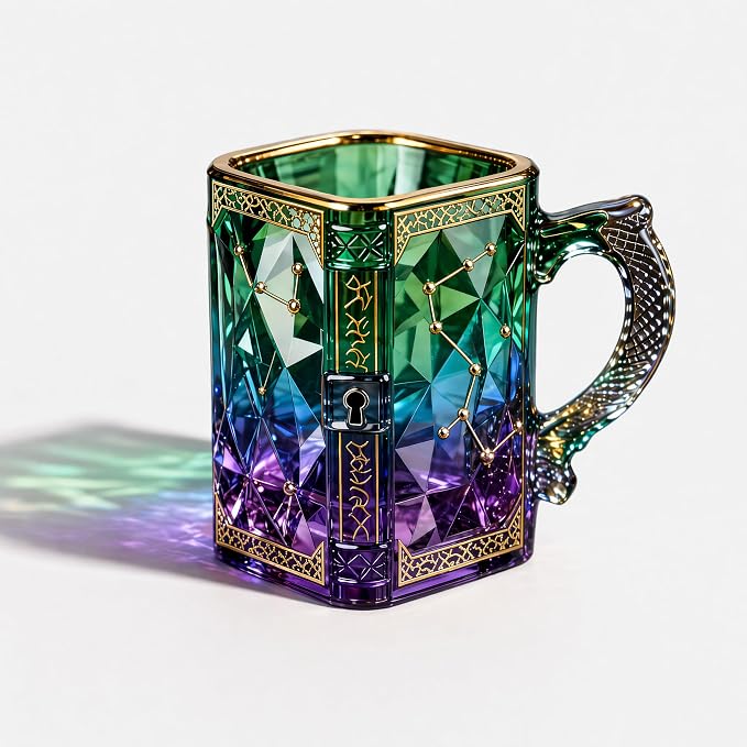 Scorpio Zodiac Glass Mug – 8 oz Celestial Constellation Cup with Dragon Scale Handle