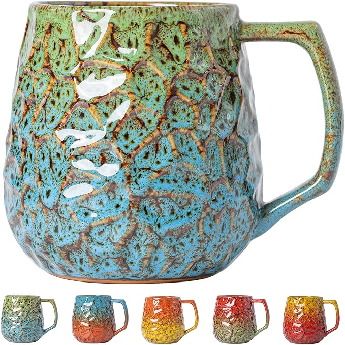 Forest Tide Reactive Glaze Ceramic Coffee Mug – Unique Handmade-Style Cup & Self-Care Gift