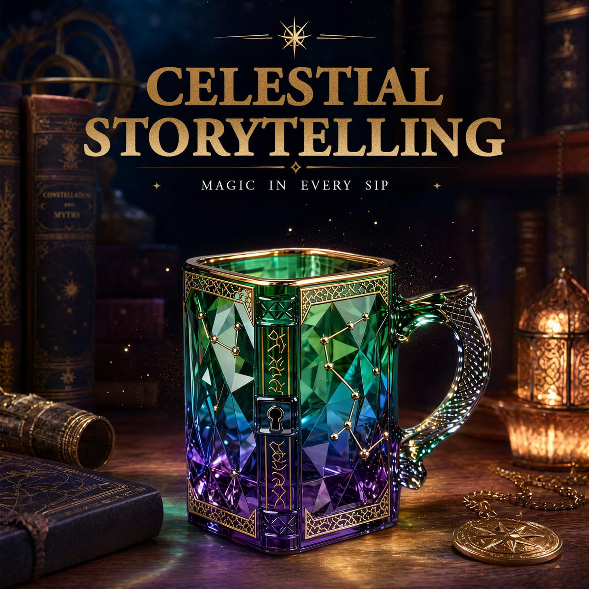 Scorpio Zodiac Glass Mug – 8 oz Celestial Constellation Cup with Dragon Scale Handle